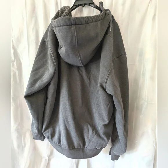 Carhartt Sherpa-Lined Zip Sweatshirt Jacket 2X Rain Defender Charcoal - Picture 5 of 6